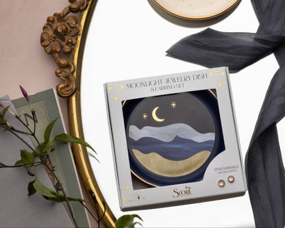 Jewelry Dish & Earring Set: Moonlight & Midnight Blue