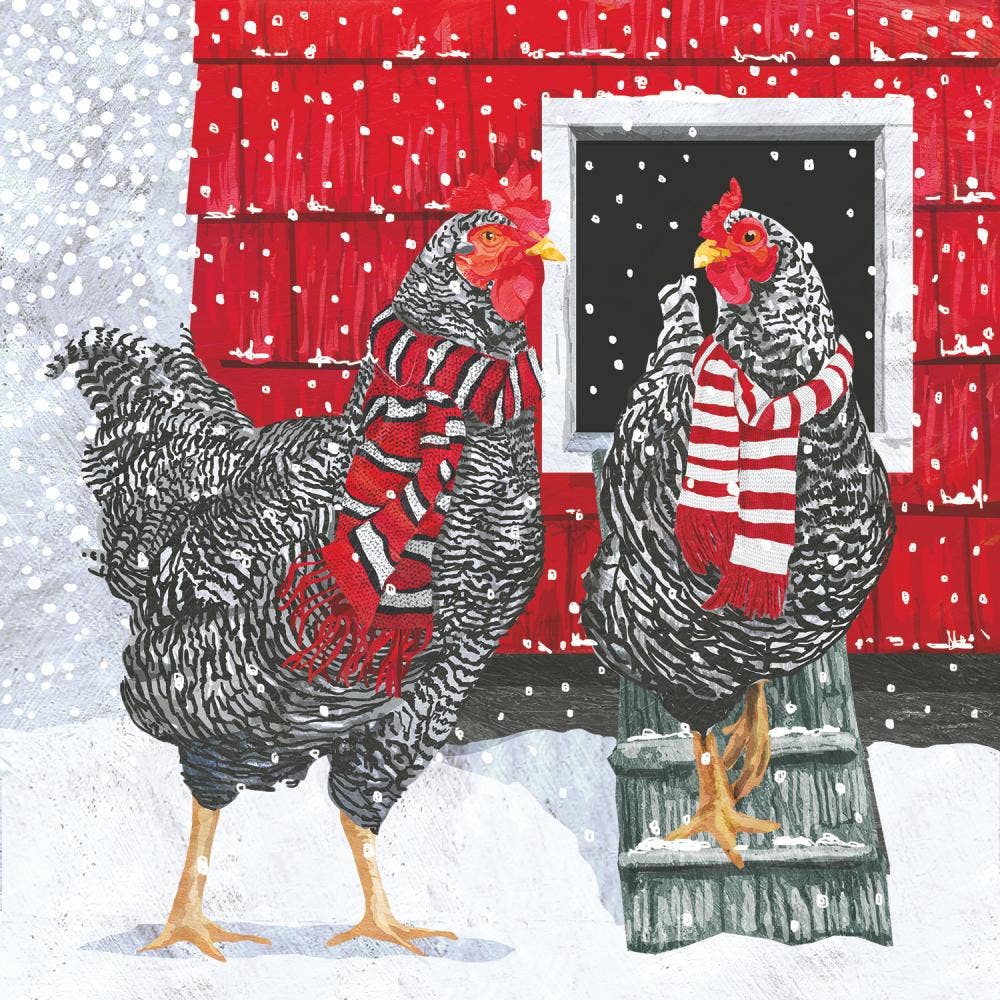 Happy Holiday Hens Beverage Napkins