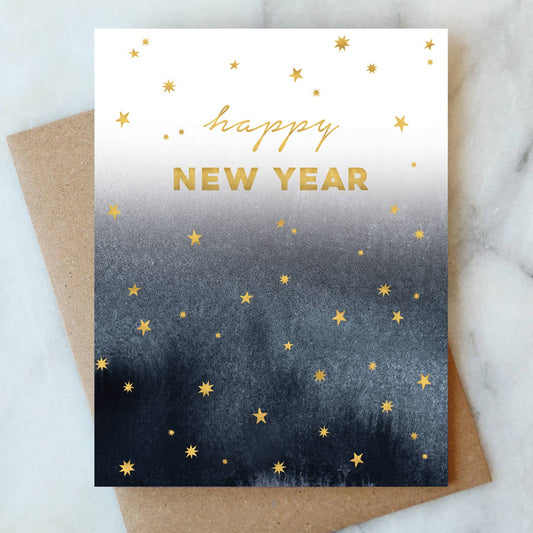 New Year Stars Greetings Holiday Card