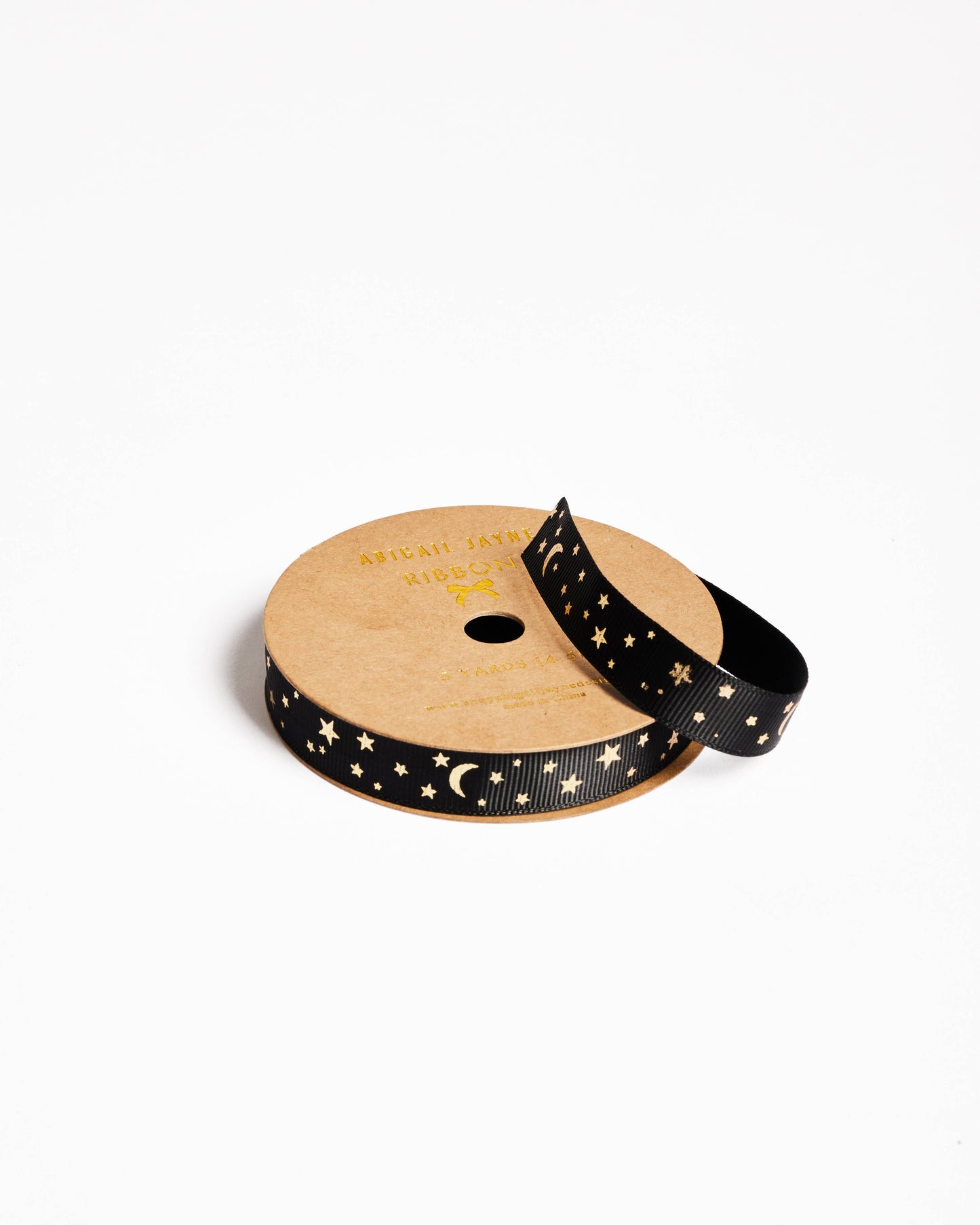 Gold Star Black Grosgrain Ribbon