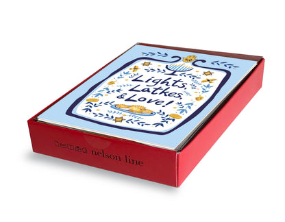 Lights, Latkes, & Love Hanukkah Card