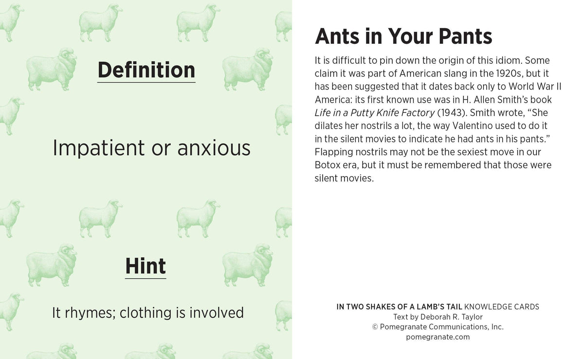In Two Shakes of a Lamb's Tail: A Quiz Deck of Curious Sayings Knowledge Cards
