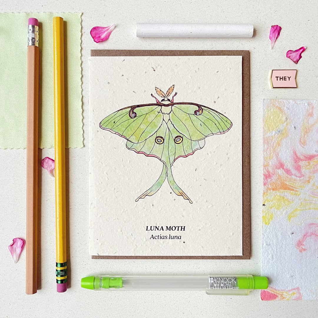 Luna Moth Plantable Wildflower Seed Card