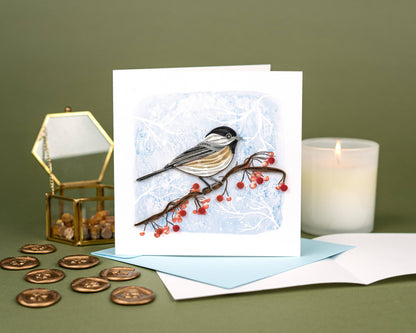 Quilled Winter Chickadee Card