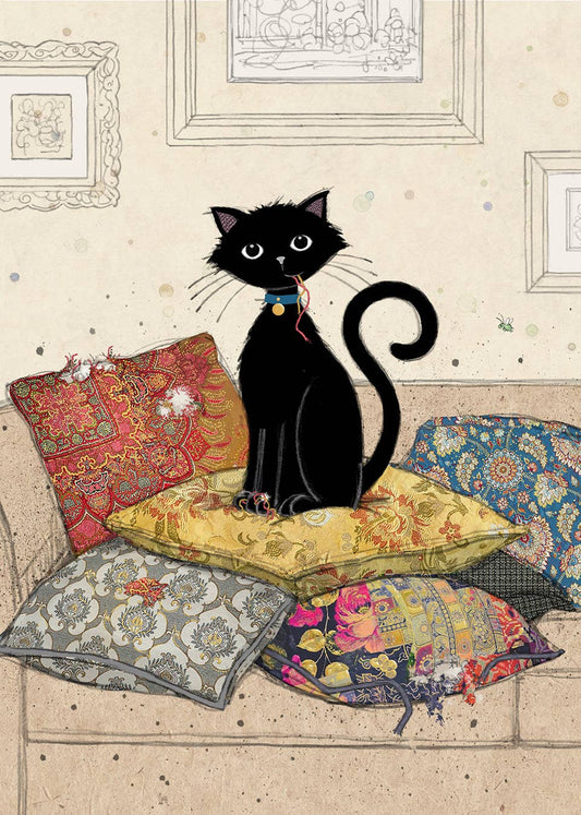 Kitty on Cushion Blank Card
