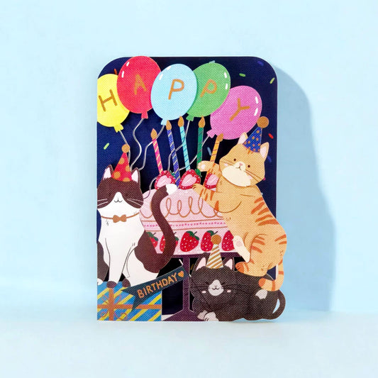 Cat Party and Cake Birthday Card