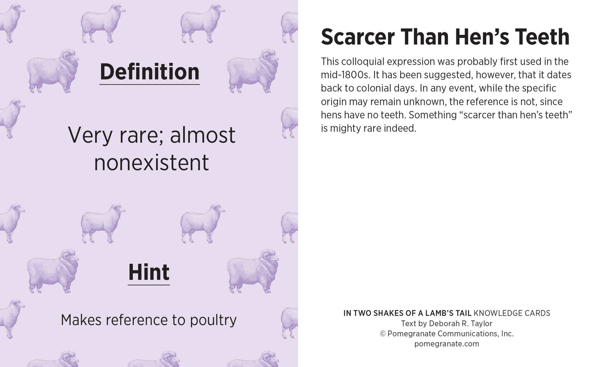 In Two Shakes of a Lamb's Tail: A Quiz Deck of Curious Sayings Knowledge Cards
