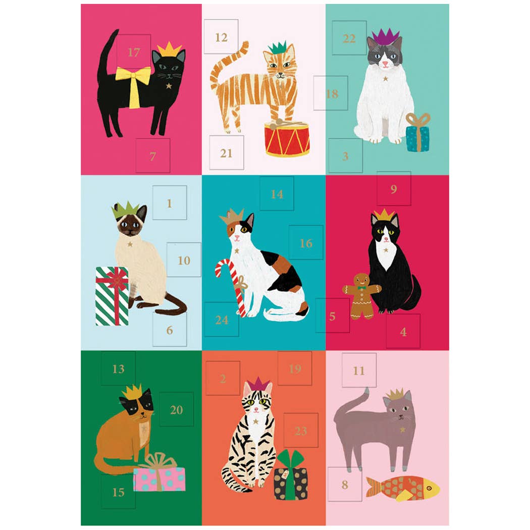 Festive Cat Advent Calendar Holiday Card