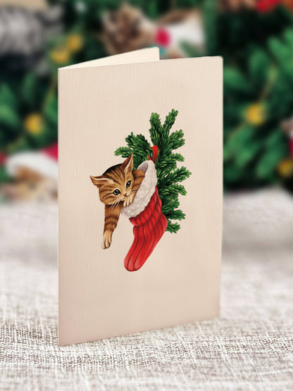 Meowy Christmas Tree Holiday Pop-Up Card