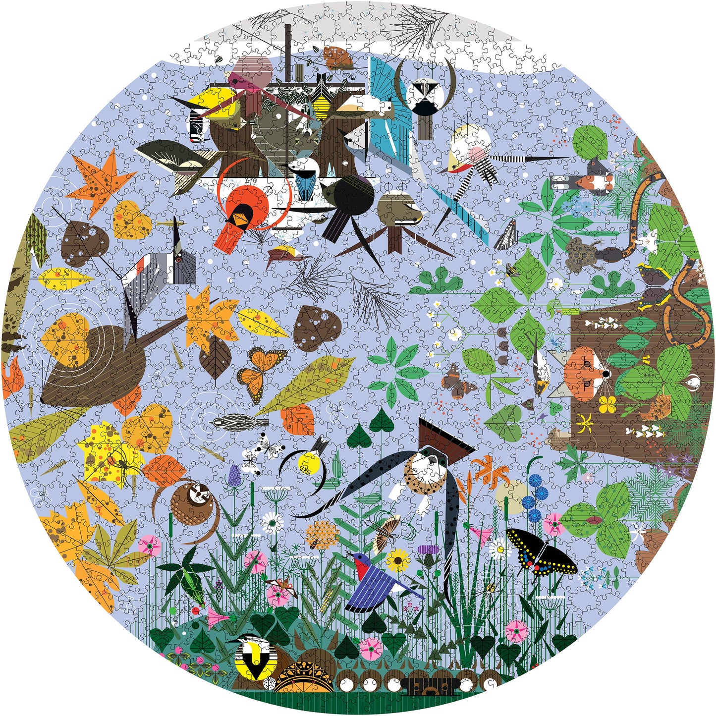 Charley Harper: Seasons Circular Puzzle - 1000pc