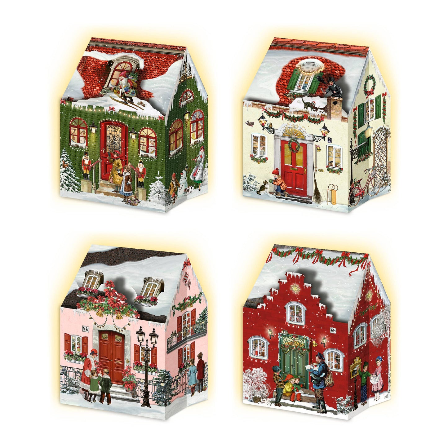 Mini Christmas House Lanterns Advent Calendar Card