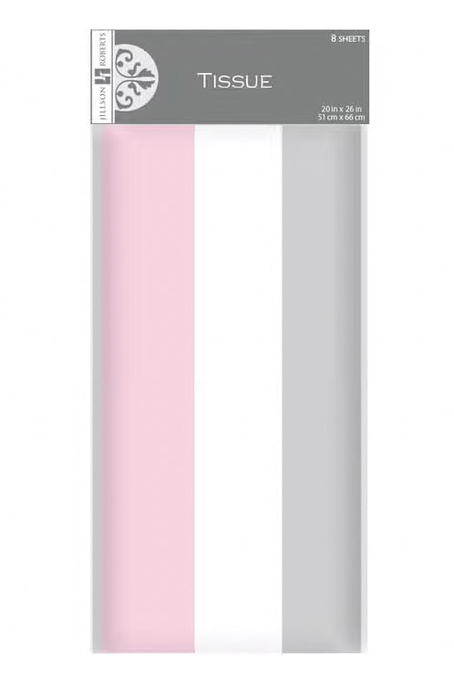 Pastel Pink & Silver Tissue Paper Trio