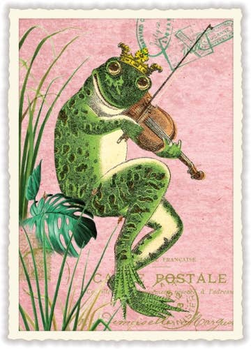 Vintage Fiddle Playing Frog Postcard