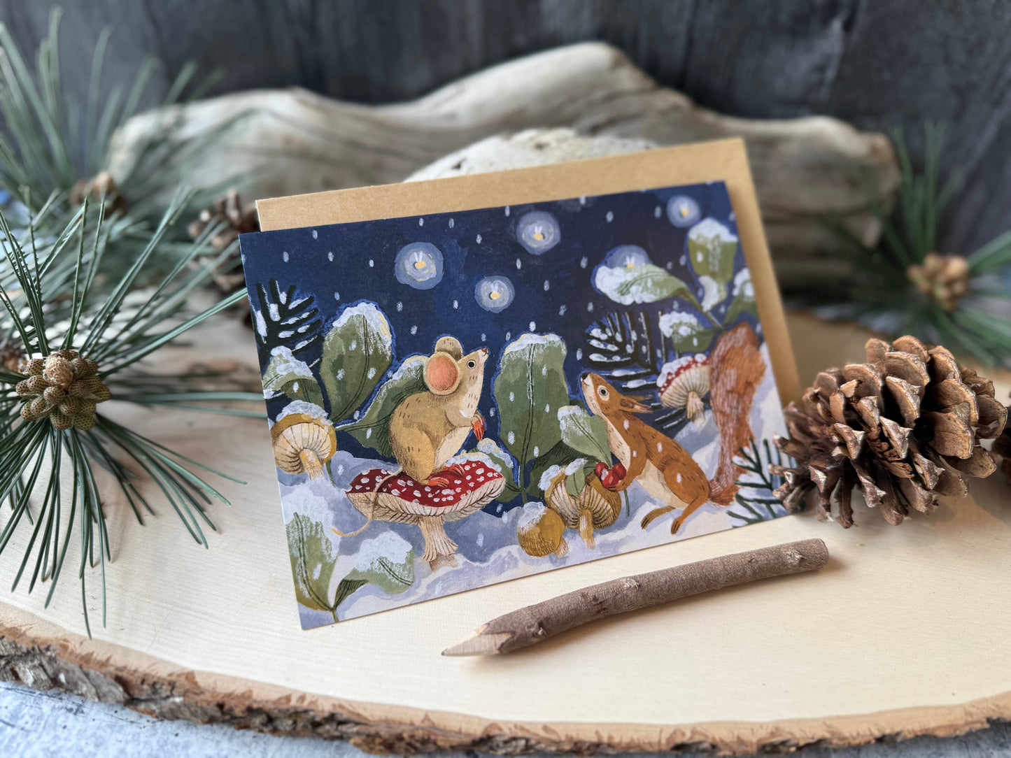 Mushroom Snow Boxed Holiday Cards