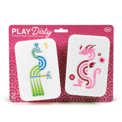 Play Dirty: Mahjong Tile Kitchen Sponges