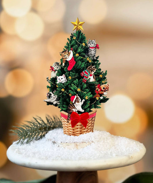 Meowy Christmas Tree Holiday Pop-Up Card
