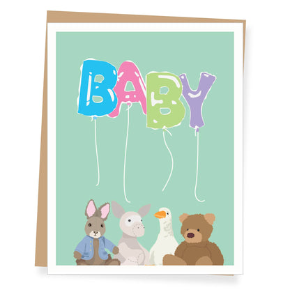 Stuffed Baby Animals New Baby Card