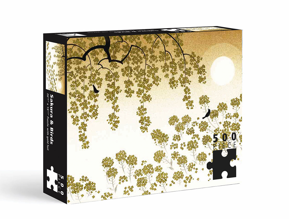 Sakura and Canola Blossoms Gold Foil Puzzle - 500pc