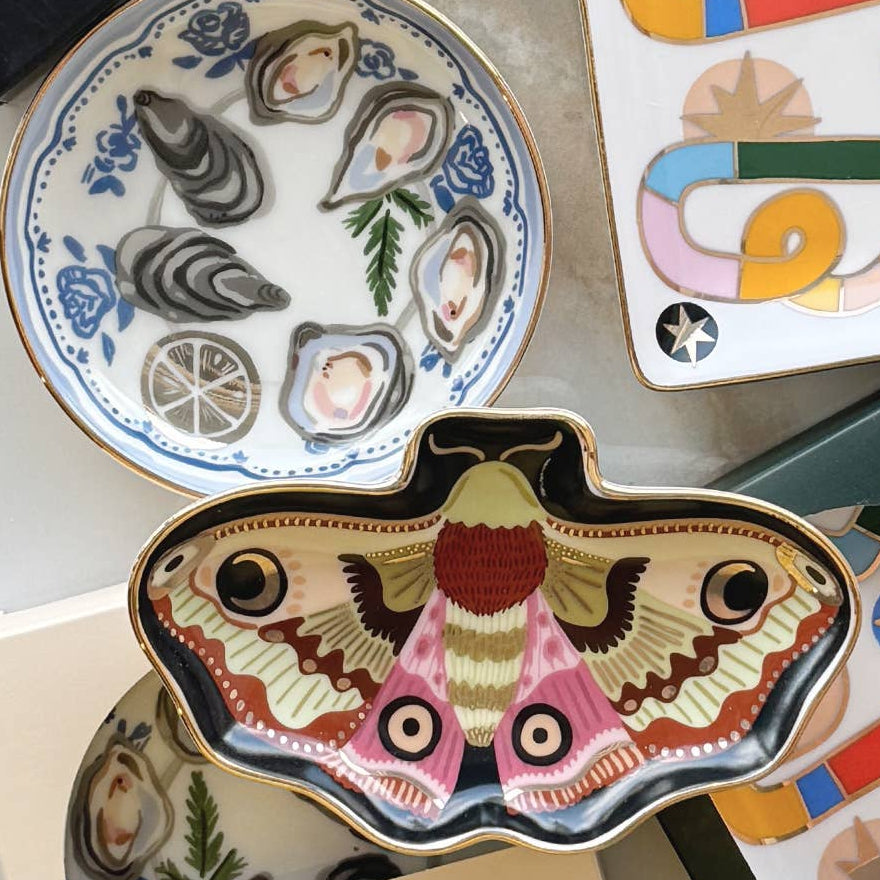 Moon Moth Porcelain Trinket Dish
