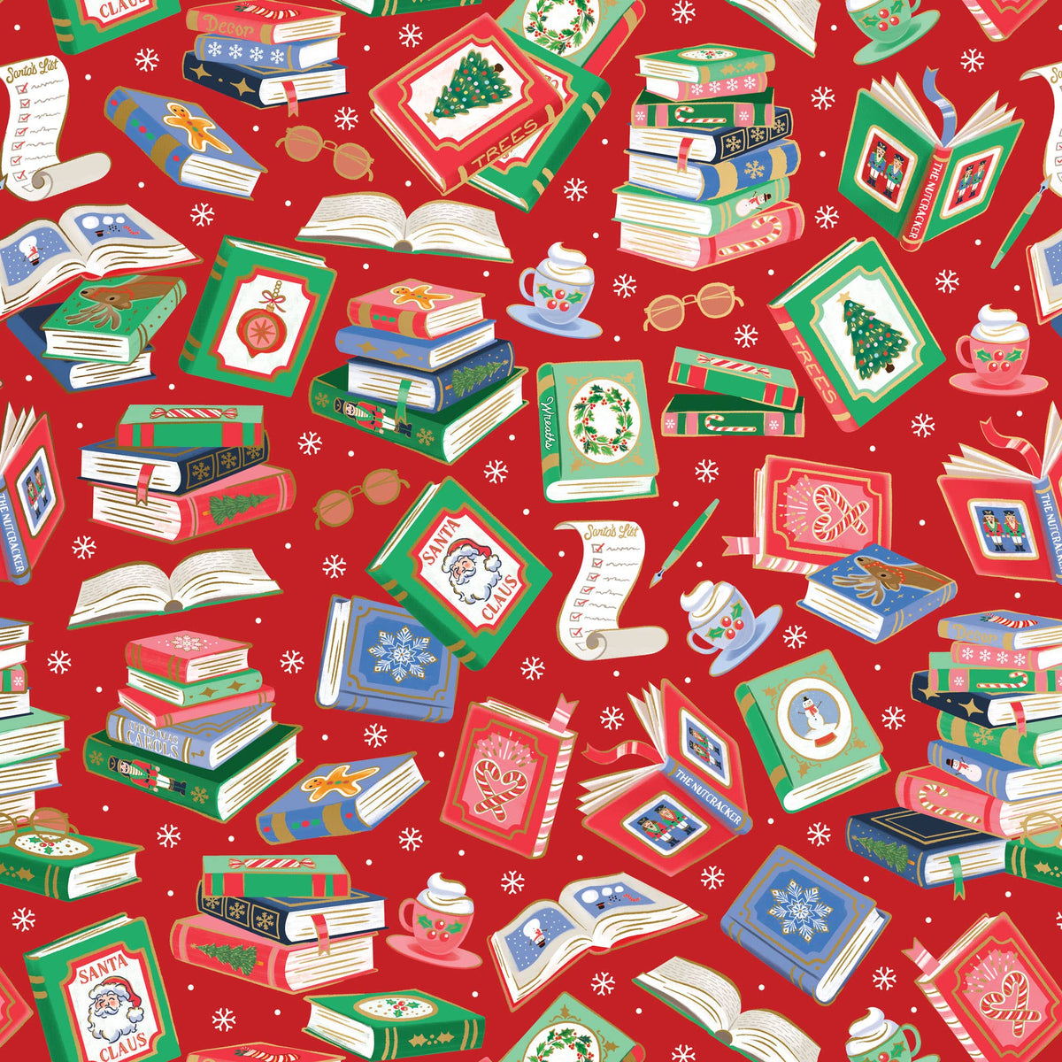 Santa's Library Jumbo Gift Wrap Paper, 2 Rolls
