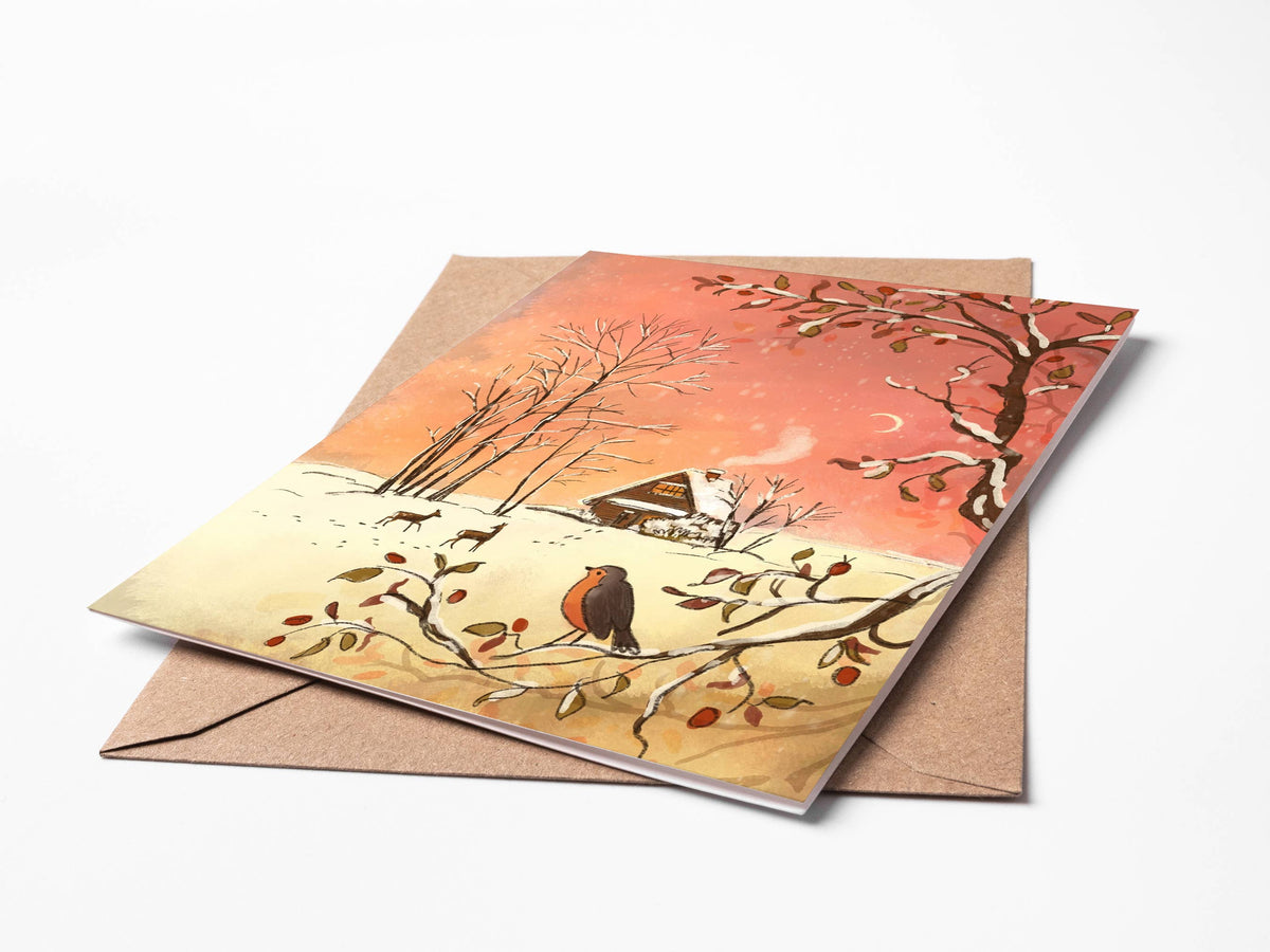 Winter Cottage Blank Card 