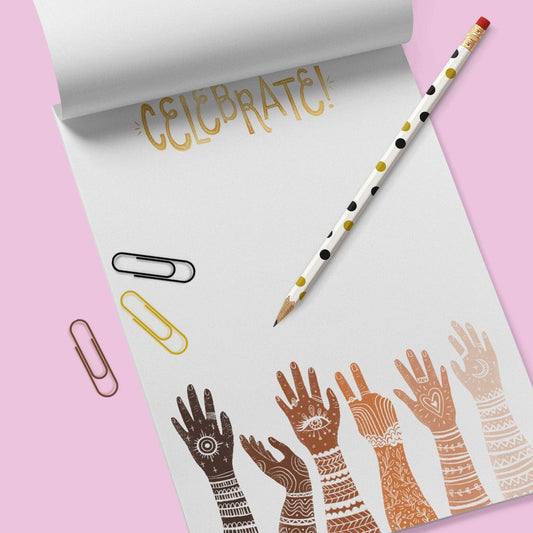 Emiko Rainbow: Celebrate Hands Notepad