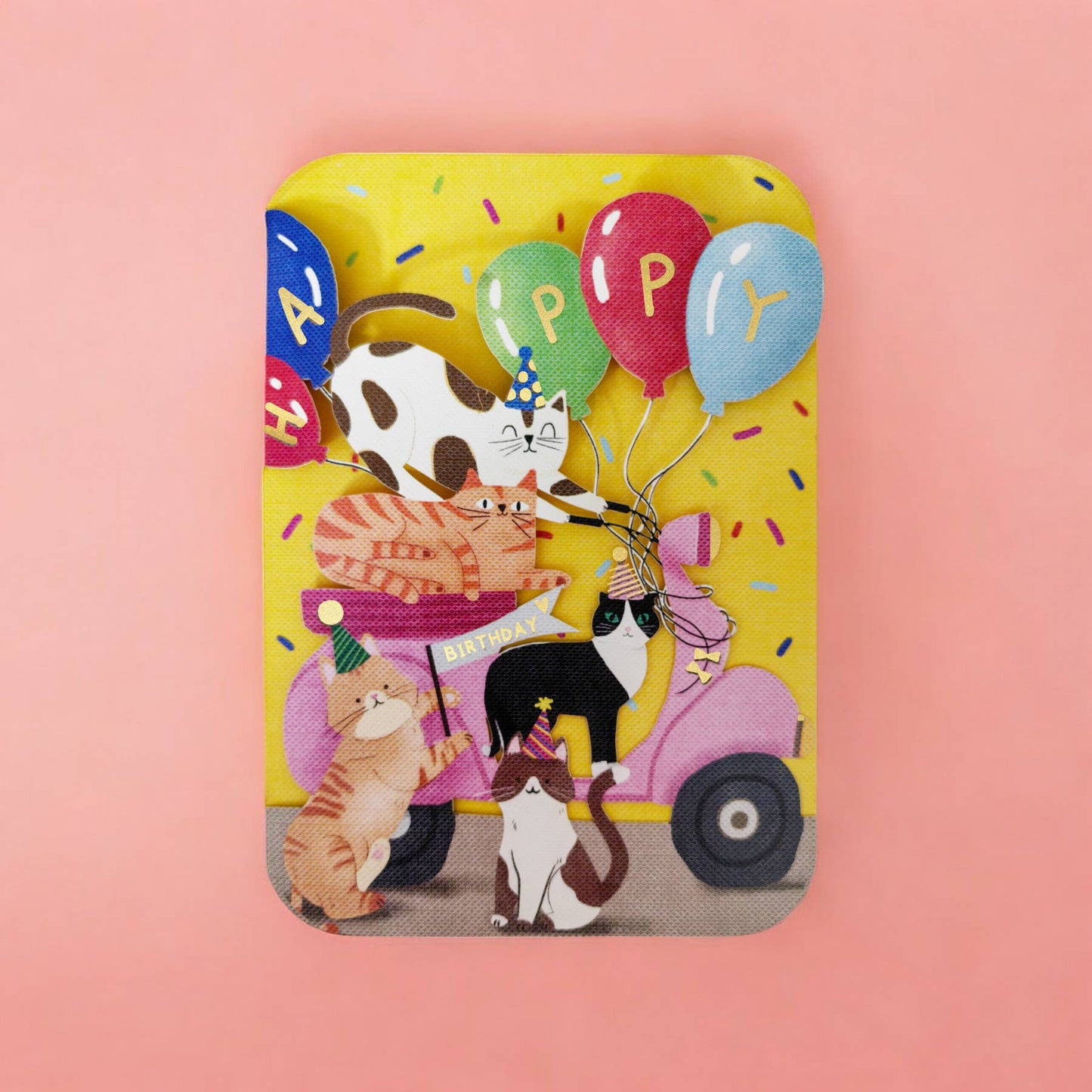 Celebrating Scooter Cats Birthday Card