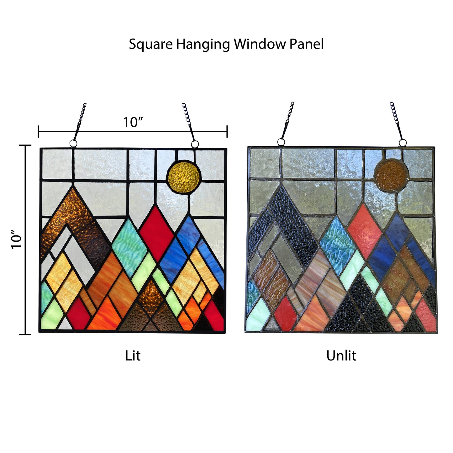 Handcrafted Beyond the Mountain Tops Glass Window Panel