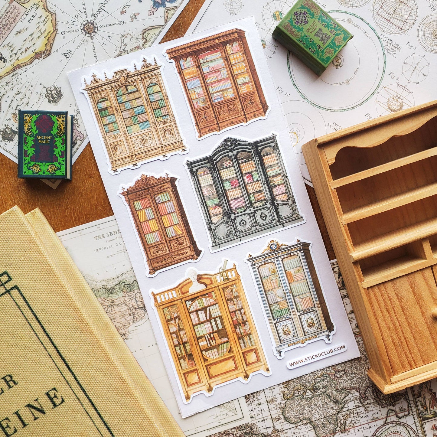 Antique Bookshelves Sticker Sheet