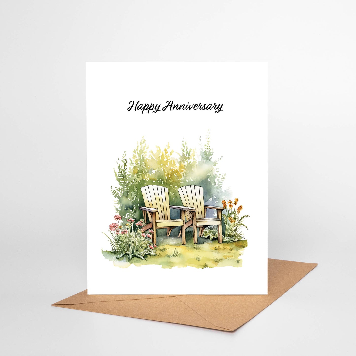 Adirondack Chairs in Garden Anniversary Card