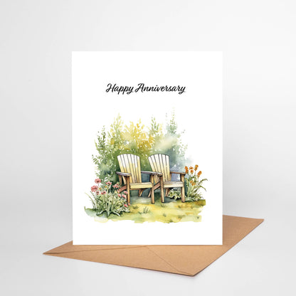 Adirondack Chairs in Garden Anniversary Card