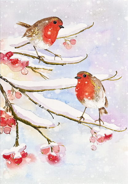 English Robins in Snow Small Boxed Holiday Cards
