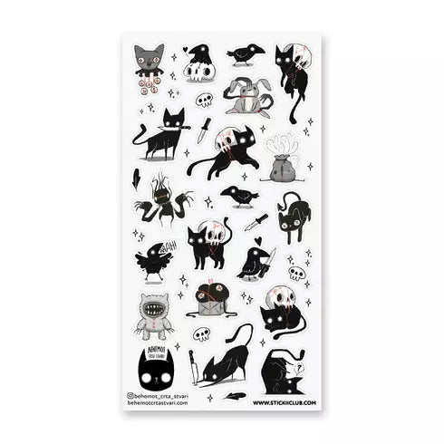 Spooky Feline Stickers, 2 Packs