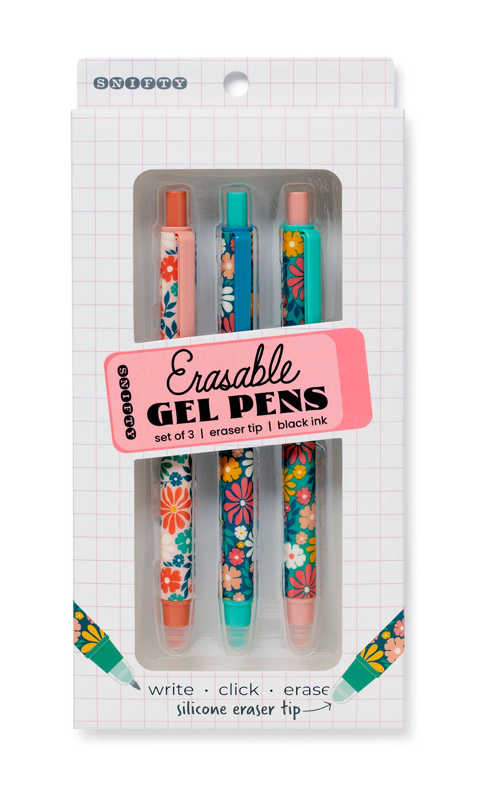 Bloom Floral Erasable Gel Pens, Set of 3