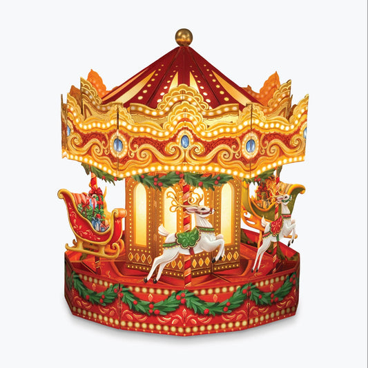 Christmas Carousel Lights & Music Holiday Pop-Up Card
