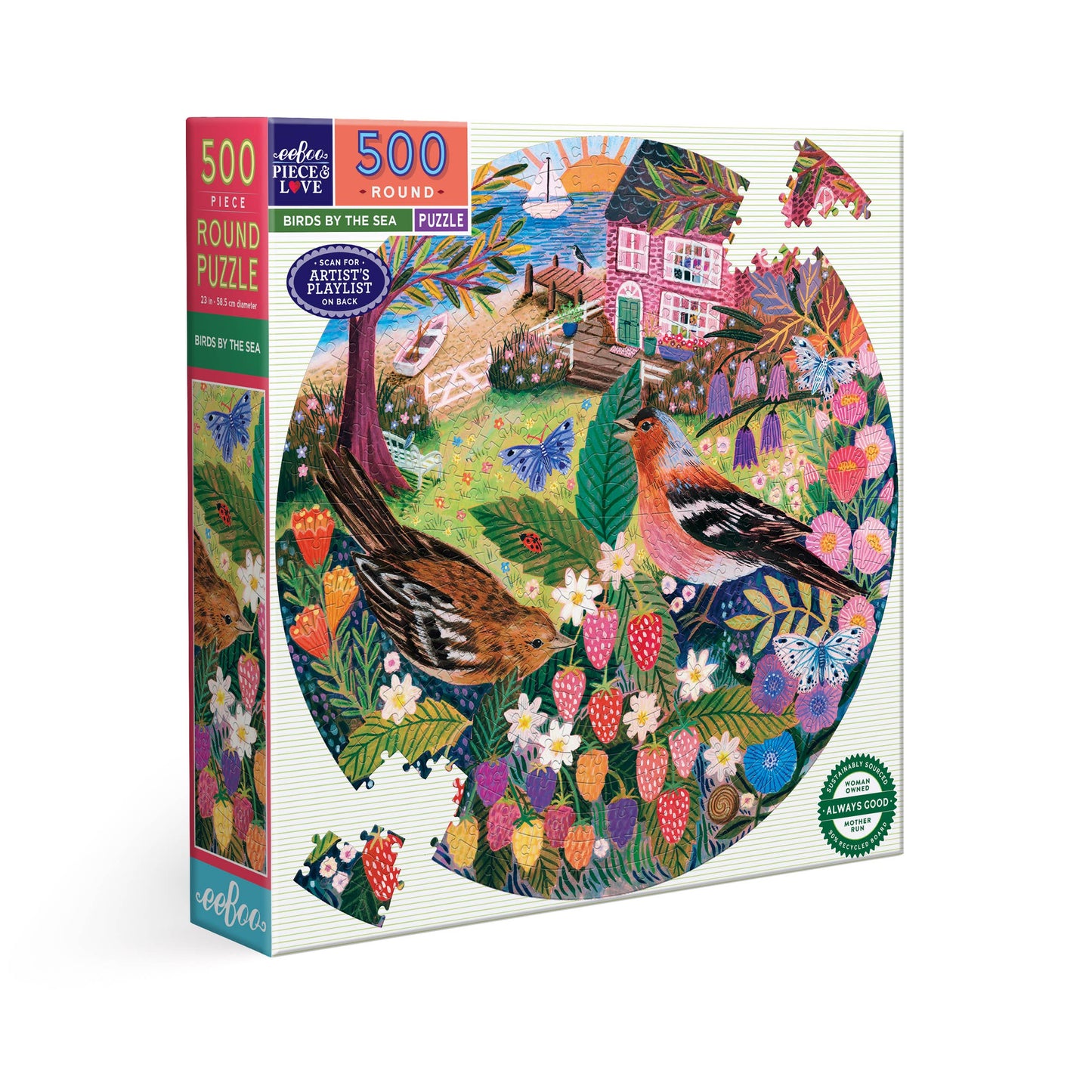 Birds by the Sea 500 Piece Round Puzzle
