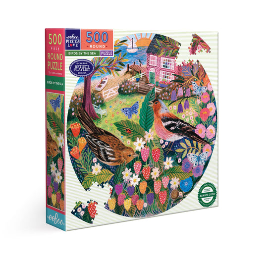 Birds by the Sea 500 Piece Round Puzzle