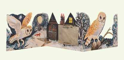 Three Fold Silent Flight Owl Holiday Card