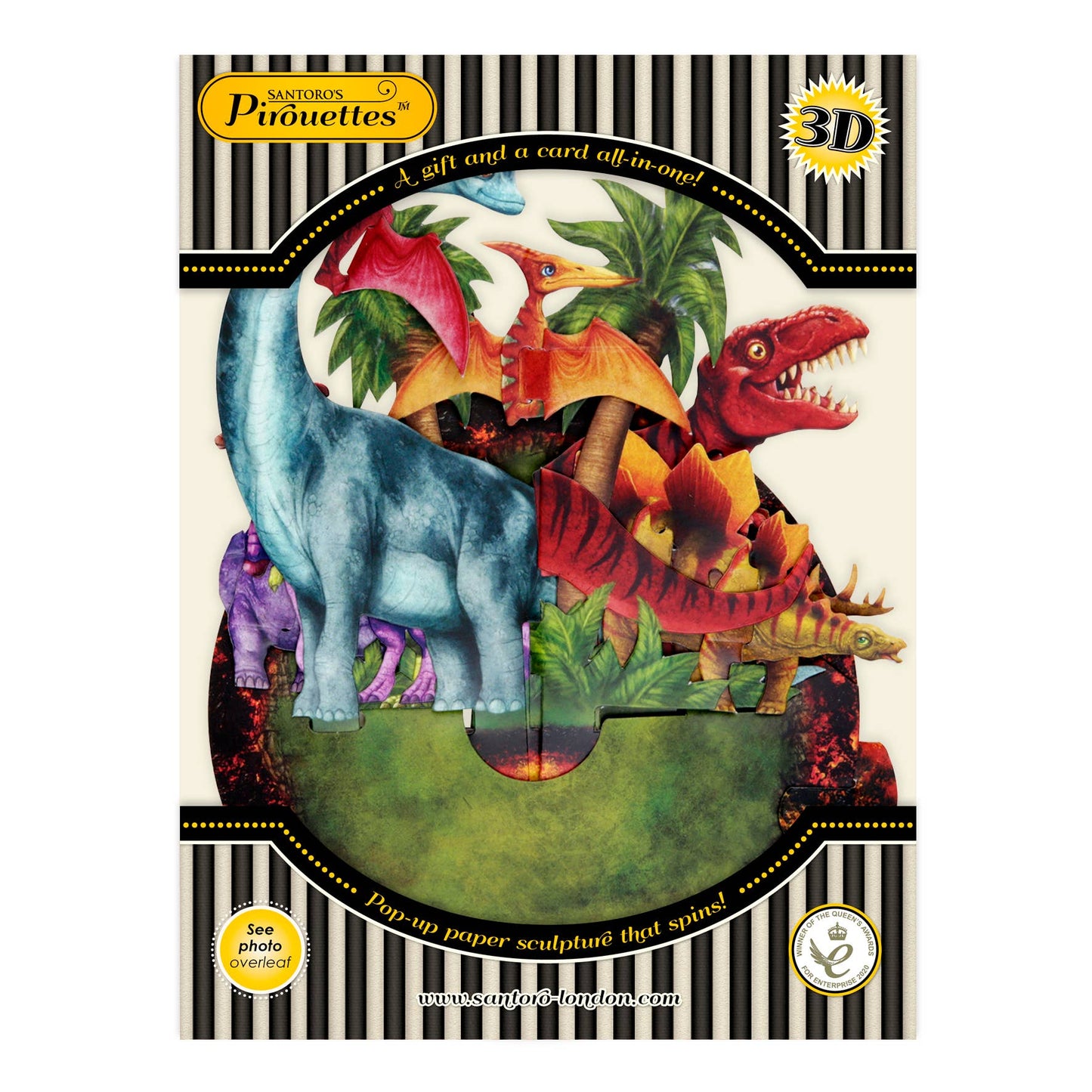 3D Pop-Up Pirouette Jurassic Dinosaurs Blank Card