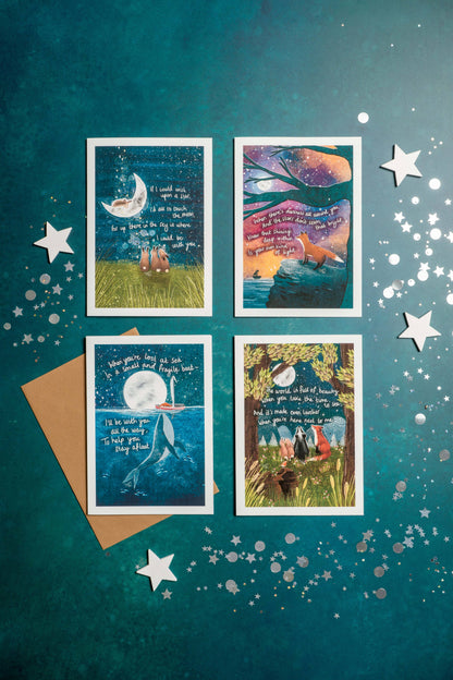 Foxes Under the Moonlight Anniversary Card