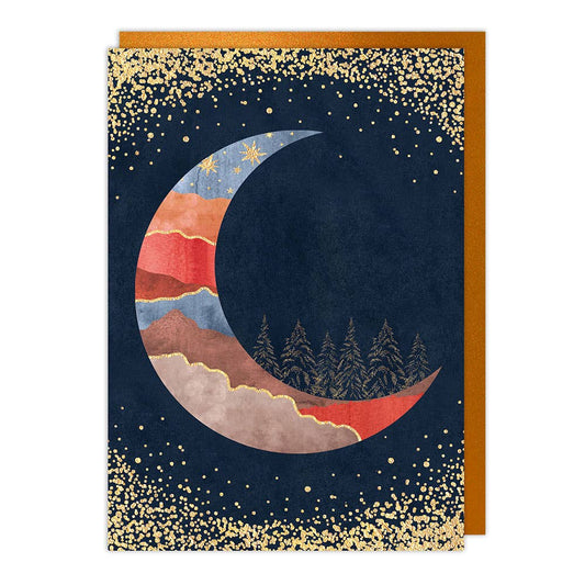 Painted Sky in Crescent Moon Blank Card