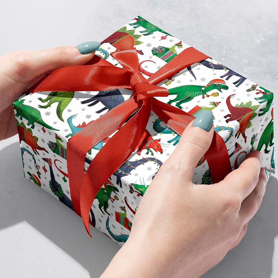 Decked Out Dinosaur Holiday Wrap, 2 Rolls