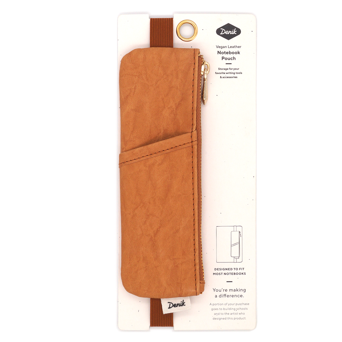 Caramel Crinkle Vegan Leather Book Pouch