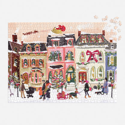 Snowfall on Main Street 1000 Piece Foil Puzzle