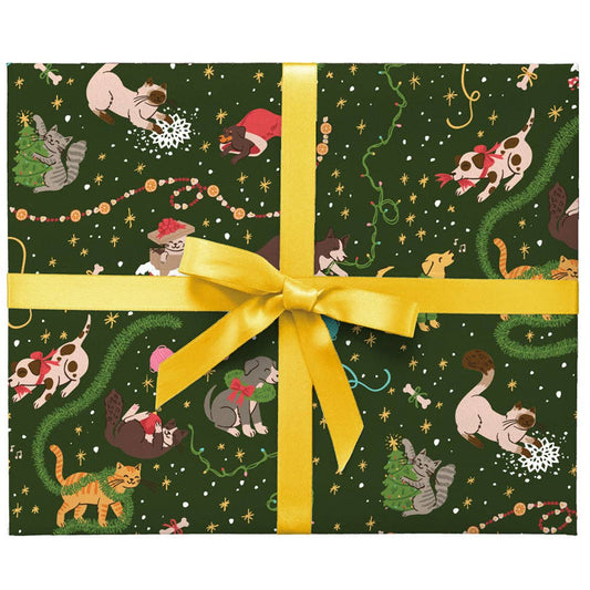 Mischievous Cats & Dogs Gift Wrap, 2 Rolls