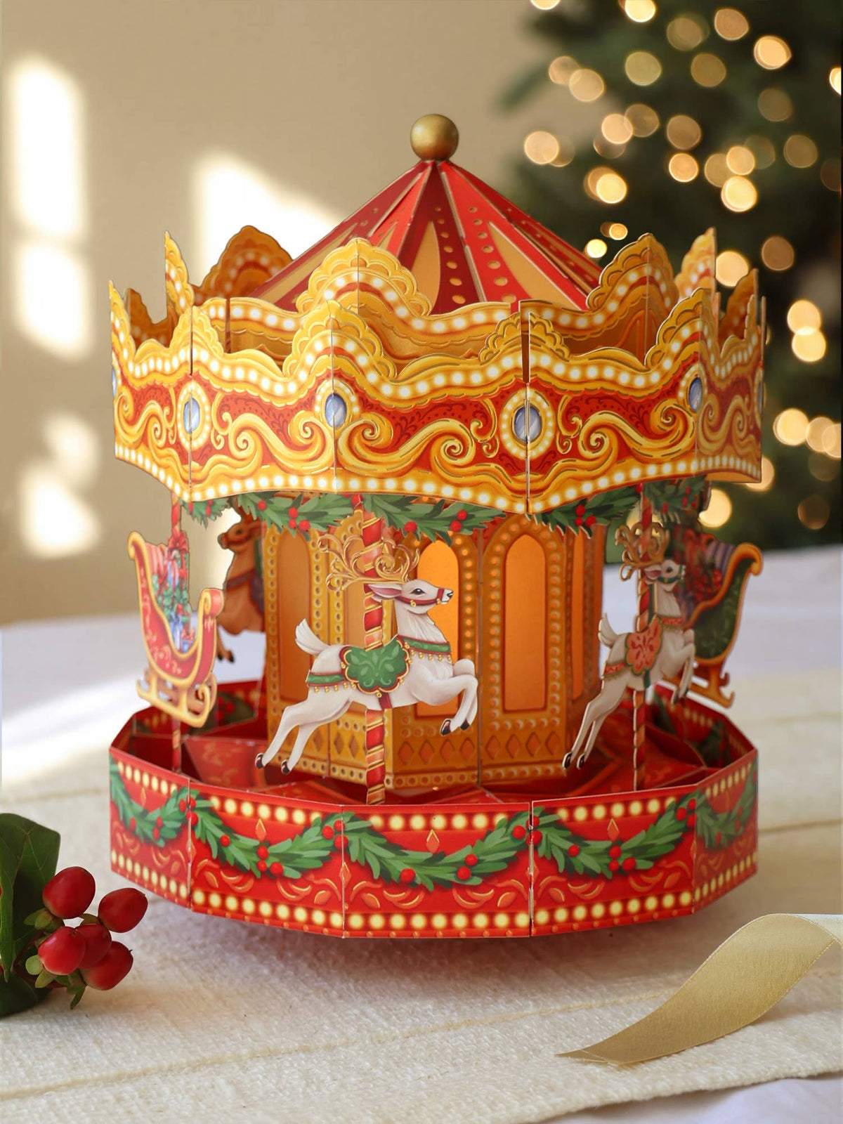 Christmas Carousel Holiday Pop-Up Card