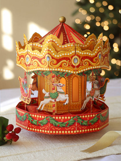 Christmas Carousel Holiday Pop-Up Card
