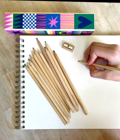 Geo Love Colored Pencil and Wooden Pencil Box Set