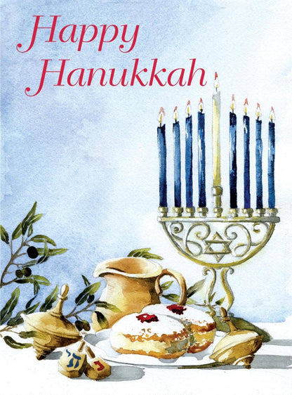 Dreidel and Candles Hanukkah Card