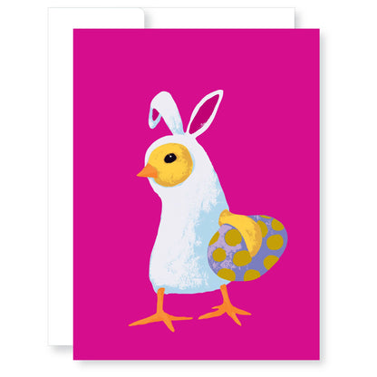 Chick in Bunny Suit Easter Card